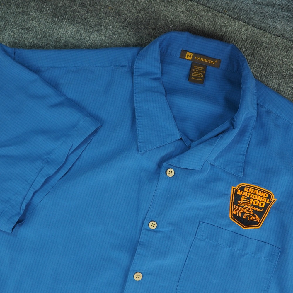 Grand National F-100 Show Shirt Mens 3XL Blue Harriton Pinstripe Car Automotive